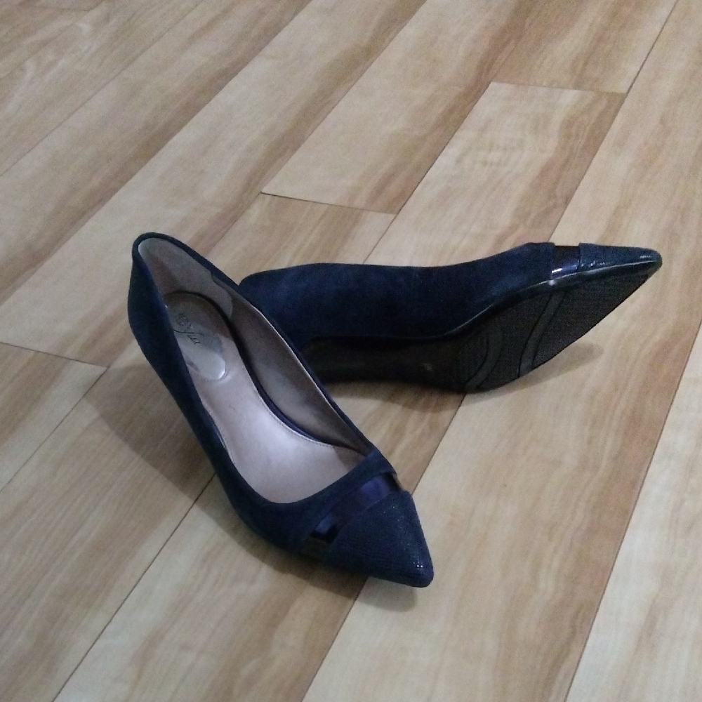 Navy Blue Suede Dress Pump